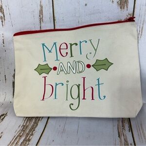Thirty-One Merry and Bright Zipper Pouch - Red, Green, White. Good used cond!